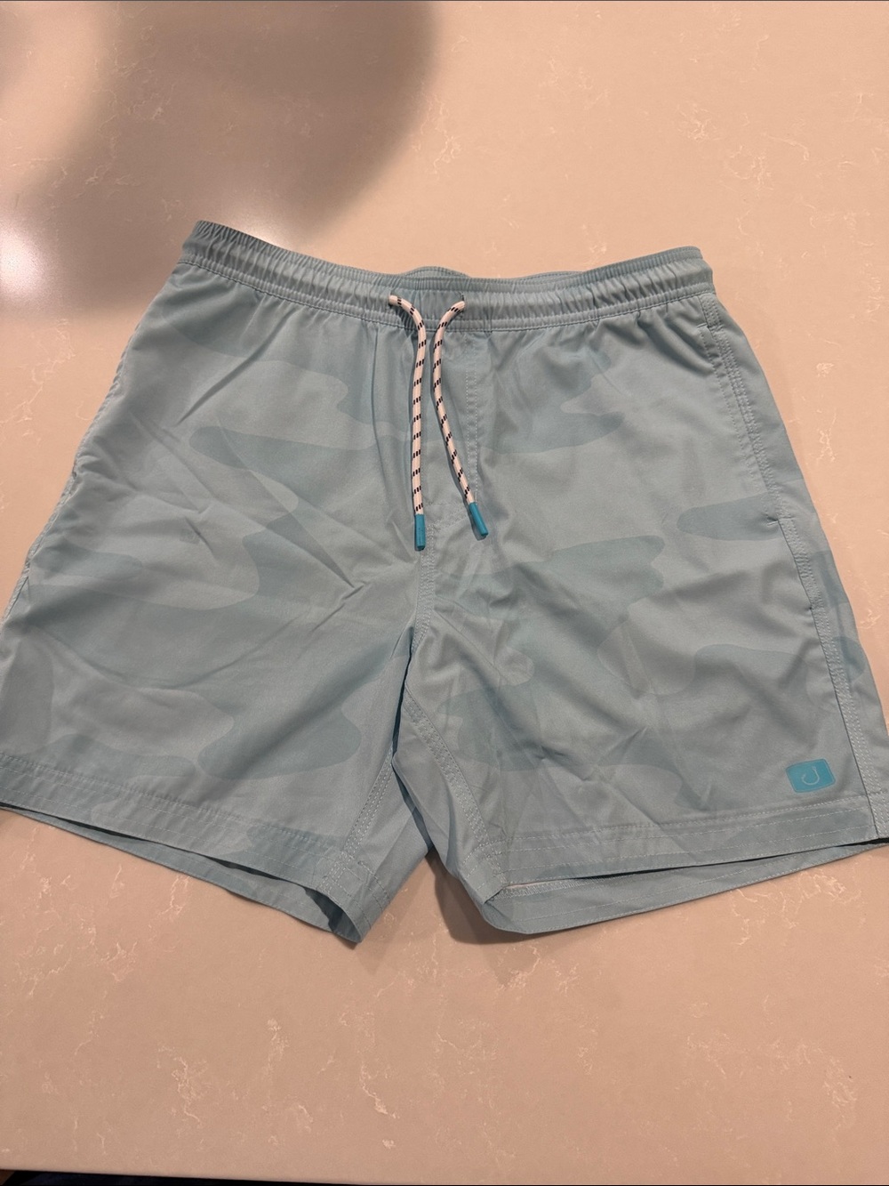 Men's Light Blue Swim Trunks with Subtle Camo - U Brand